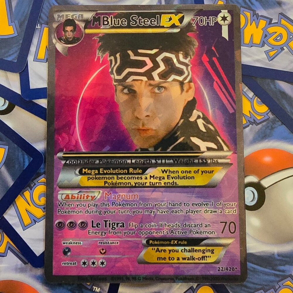 Blue Steel Zoolander Pokemon Card Custom holo foil